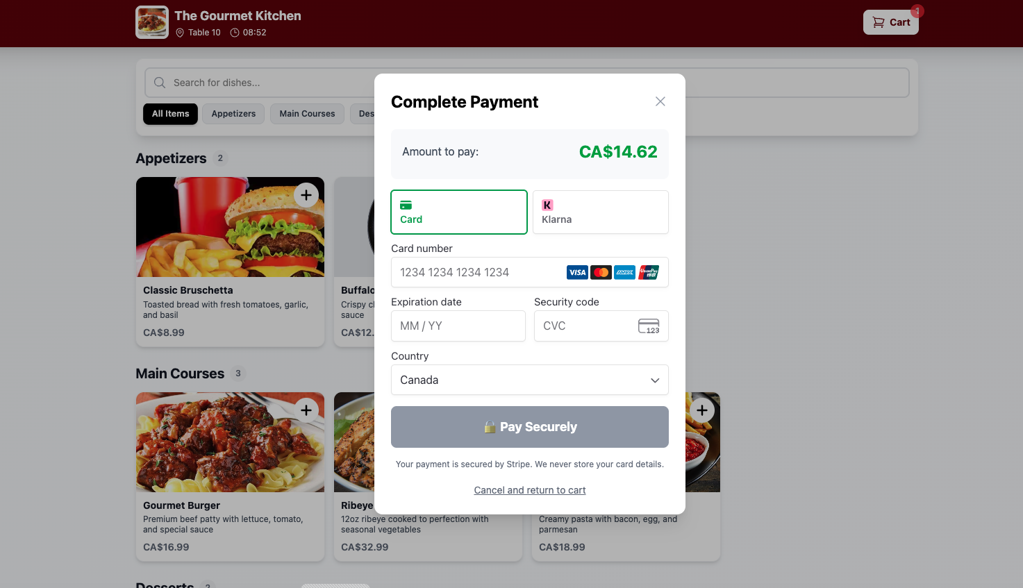 Online Payments Interface