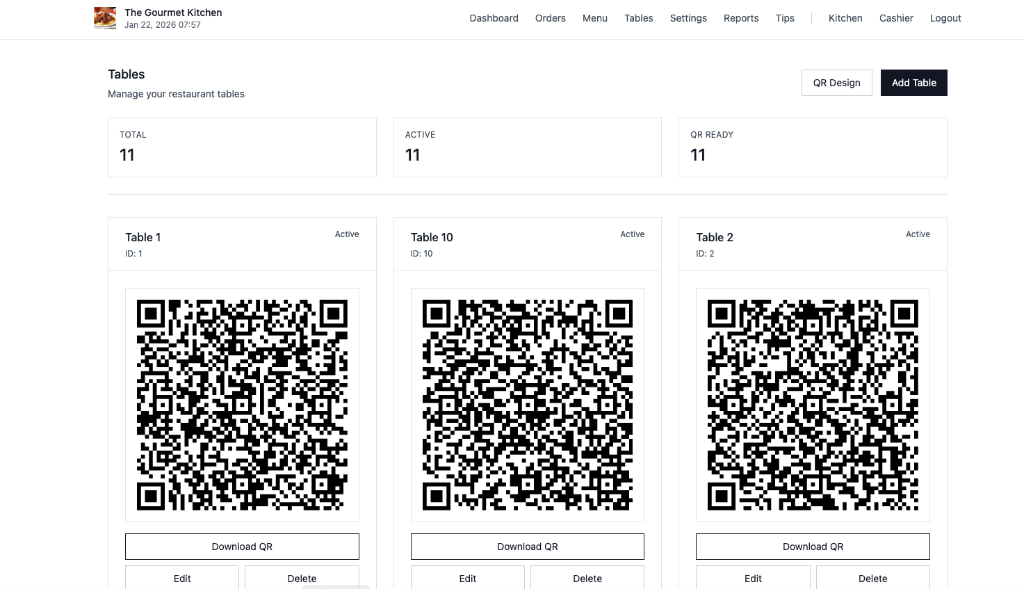 Table Management System